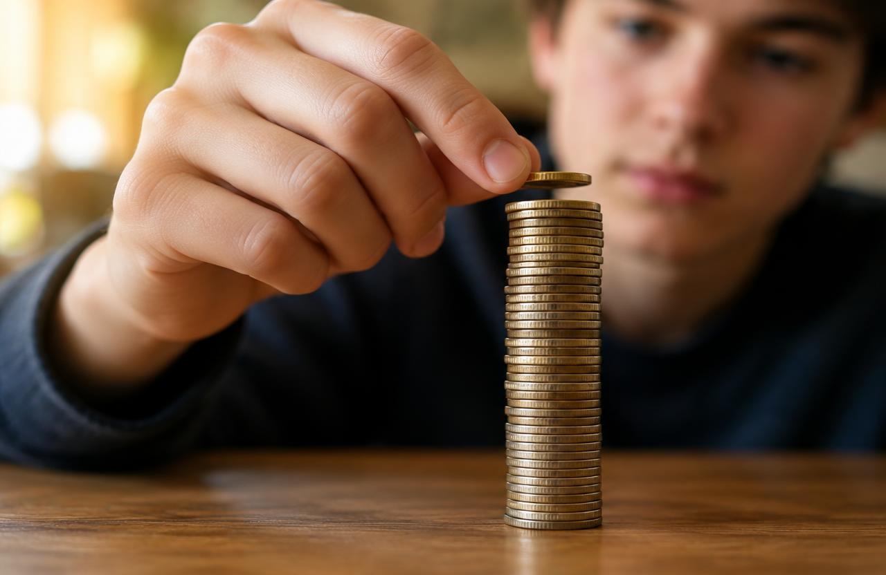 Most coins stacked into a tower in one minute
