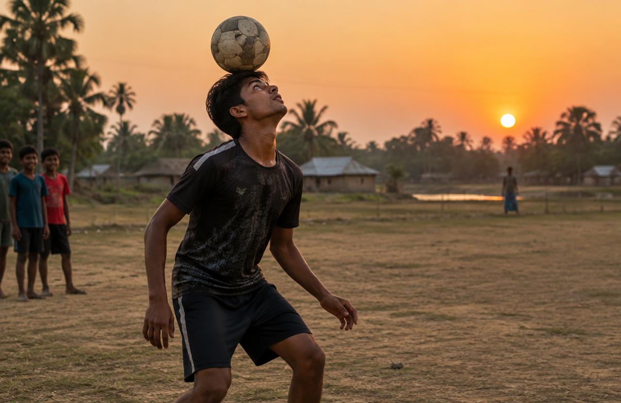 Greatest distance on a bicycle balancing a football on the head